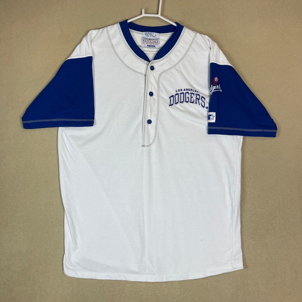 Starter Los Angeles Dodgers Baseball Jersey White Blue Mens Large MLB